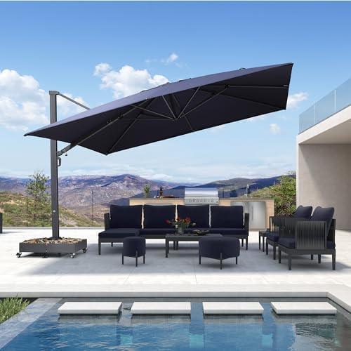 PURPLE LEAF Heavy Duty Cantilever Patio Umbrella Extra Large Outdoor Umbrella for Yard, Garden, Pool