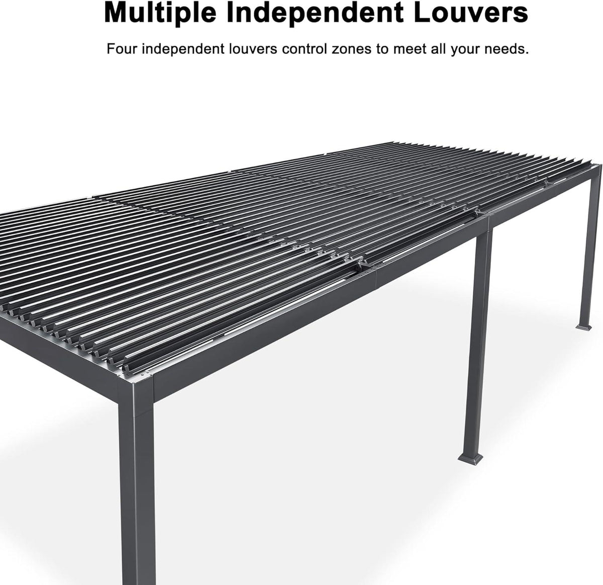 PURPLE LEAF Caesar Outdoor Louvered Pergola Patio Sun Shade Shelter with Adjustable Hardtop Patio Pergola Grey