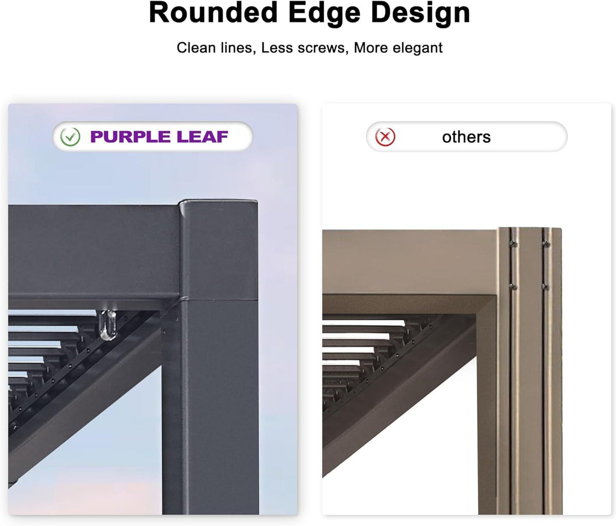 PURPLE LEAF Caesar Outdoor Louvered Pergola Patio Sun Shade Shelter with Adjustable Hardtop Patio Pergola Grey