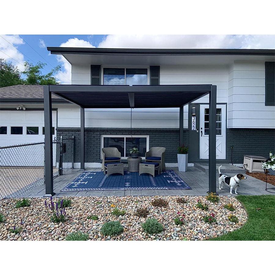 PURPLE LEAF Caesar Outdoor Louvered Pergola Patio Sun Shade Shelter with Adjustable Hardtop Patio Pergola Grey