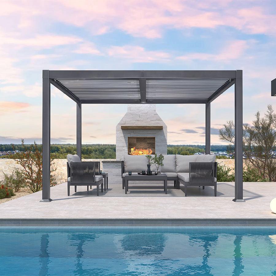 PURPLE LEAF Caesar Outdoor Louvered Pergola Patio Sun Shade Shelter with Adjustable Hardtop Patio Pergola Grey