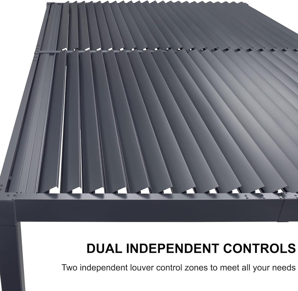 PURPLE LEAF Caesar Outdoor Louvered Pergola Patio Sun Shade Shelter with Adjustable Hardtop Patio Pergola Grey