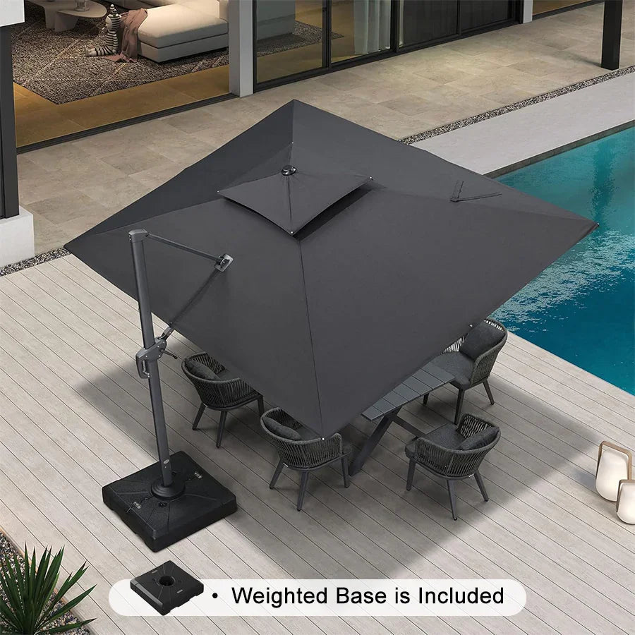 PURPLE LEAF UV50+ Fade Resistant Cantilever Umbrella, Patio Umbrellas with Base