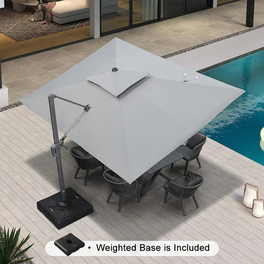 PURPLE LEAF UV50+ Fade Resistant Cantilever Umbrella, Patio Umbrellas with Base