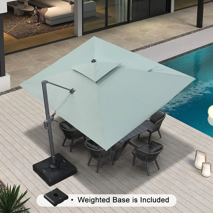 PURPLE LEAF UV50+ Fade Resistant Cantilever Umbrella, Patio Umbrellas with Base