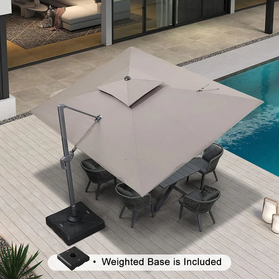 PURPLE LEAF UV50+ Fade Resistant Cantilever Umbrella, Patio Umbrellas with Base