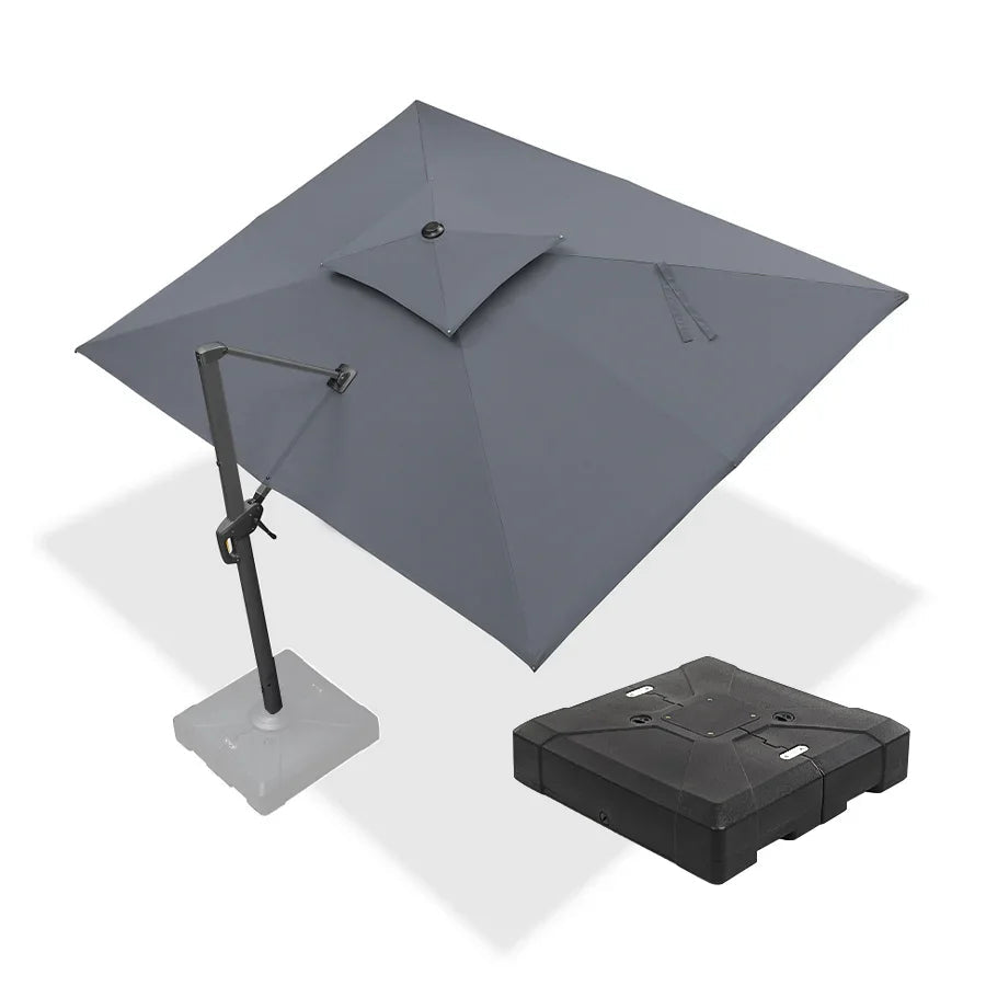 PURPLE LEAF UV50+ Fade Resistant Cantilever Umbrella, Patio Umbrellas with Base