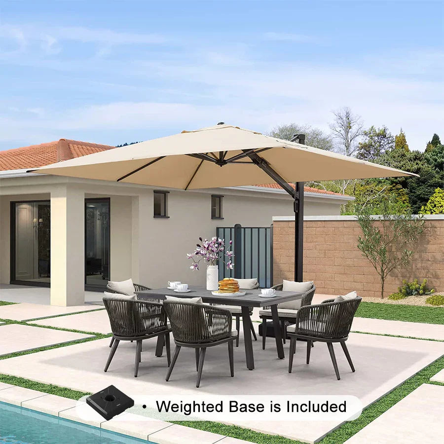 PURPLE LEAF Outdoor Sun Heavy Duty Large Cantilever Umbrella with Base