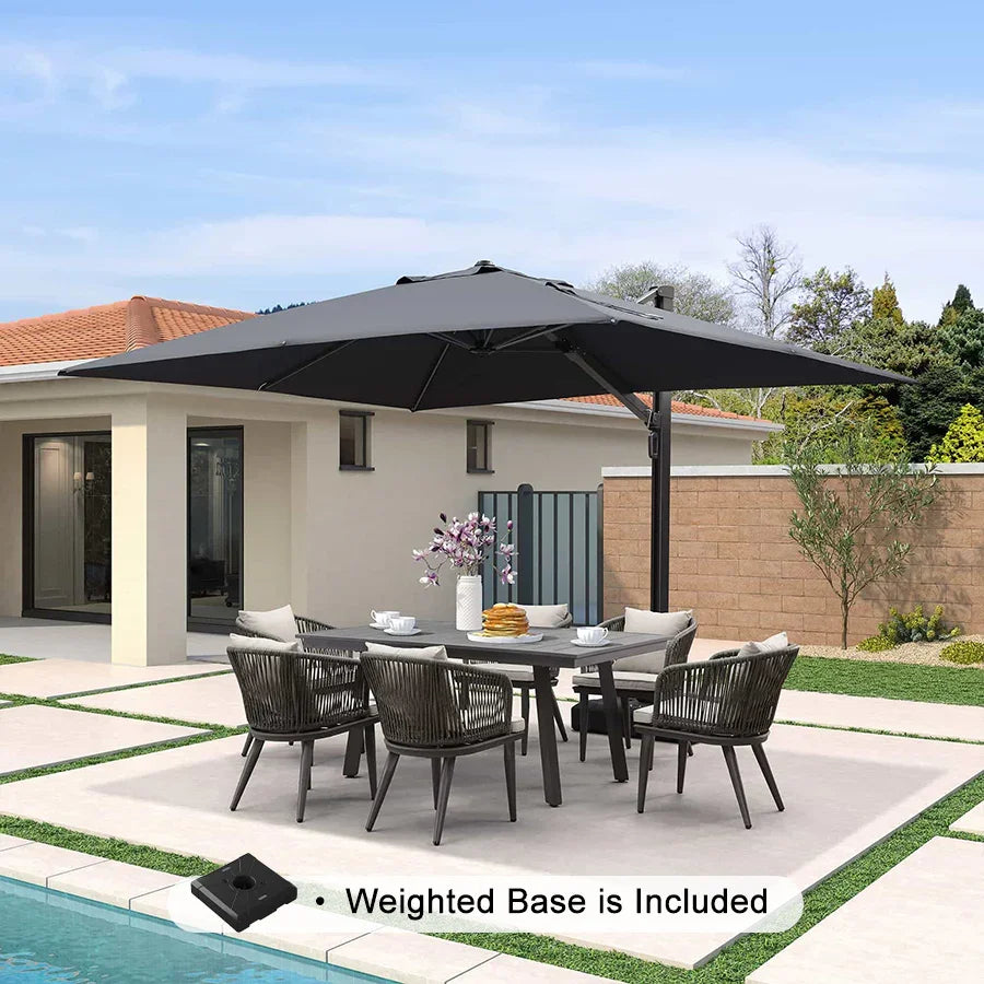PURPLE LEAF Outdoor Sun Heavy Duty Large Cantilever Umbrella with Base