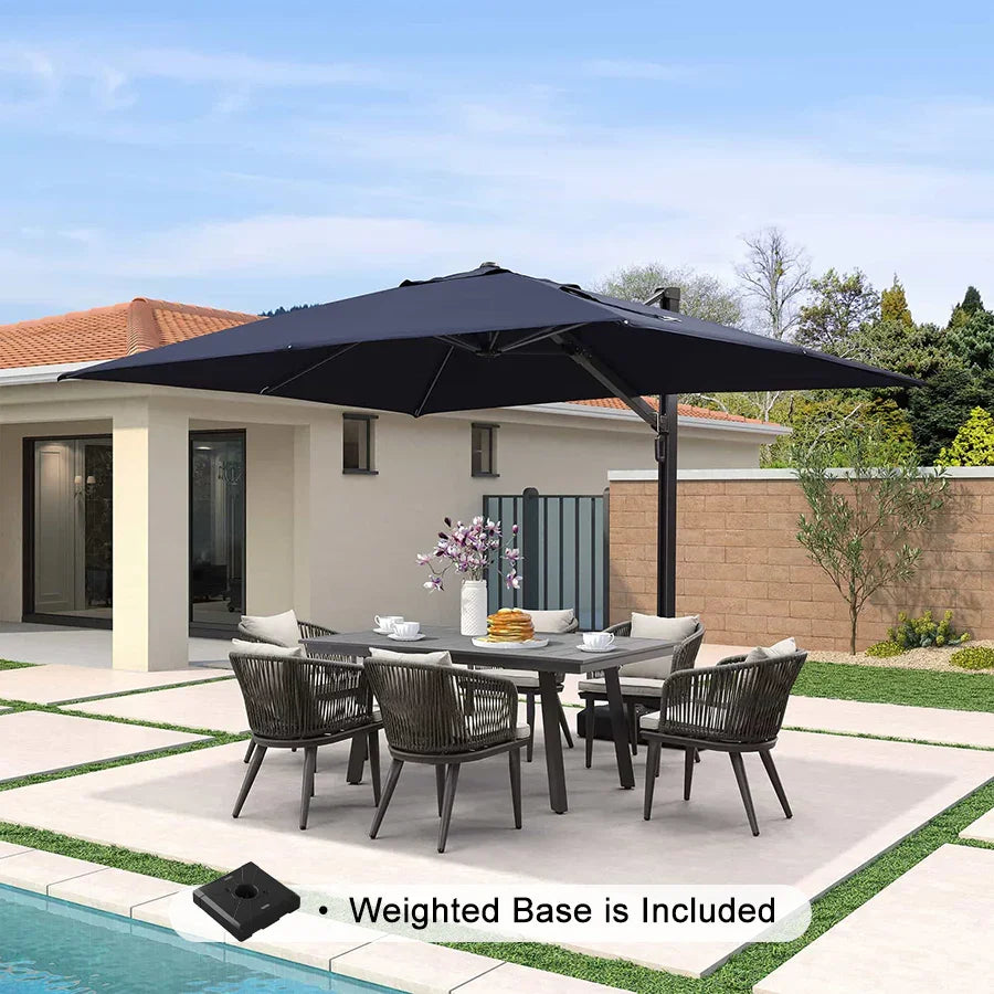 PURPLE LEAF Outdoor Sun Heavy Duty Large Cantilever Umbrella with Base