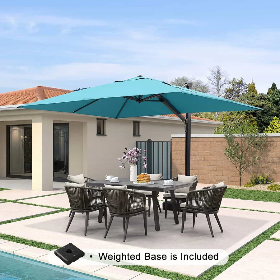PURPLE LEAF Outdoor Sun Heavy Duty Large Cantilever Umbrella with Base