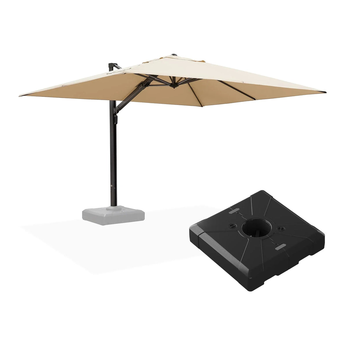 PURPLE LEAF Outdoor Sun Heavy Duty Large Cantilever Umbrella with Base