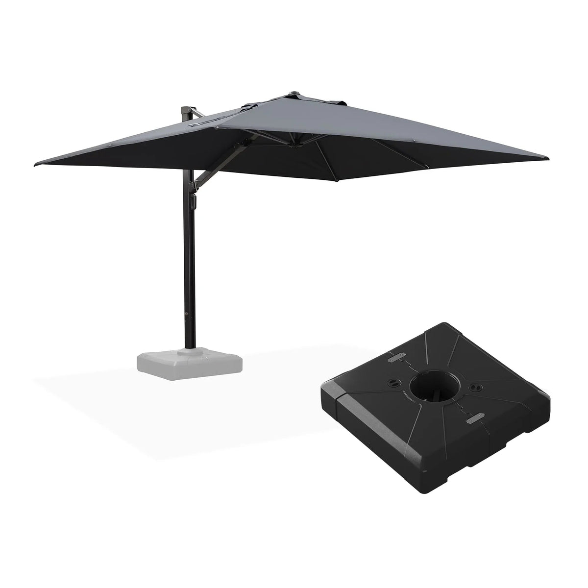 PURPLE LEAF Outdoor Sun Heavy Duty Large Cantilever Umbrella with Base