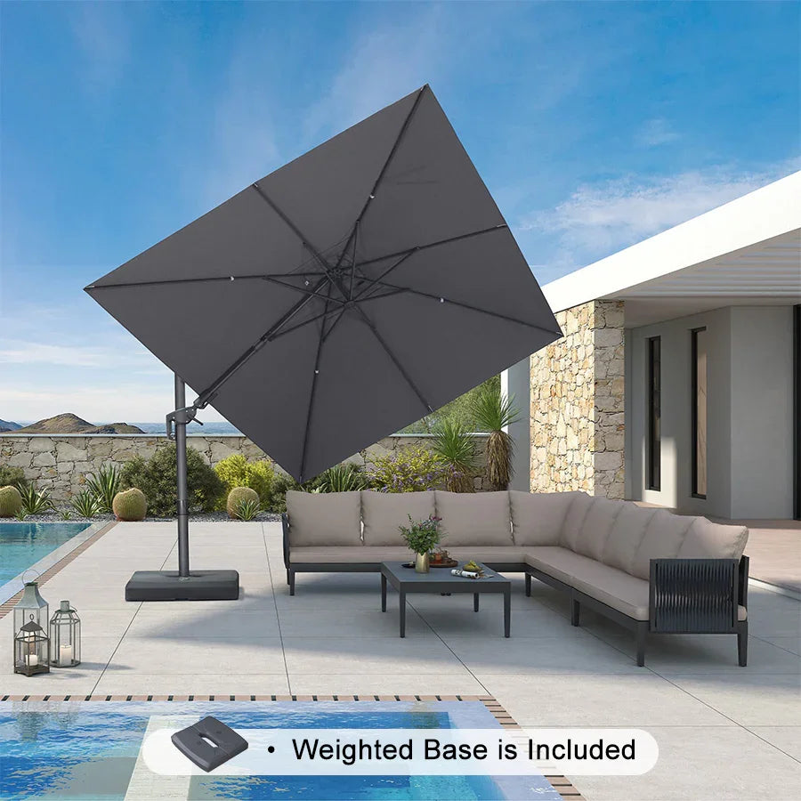PURPLE LEAF UV Resistant Patio Umbrella with Base, Left-Right Tilt & 360° Swivel