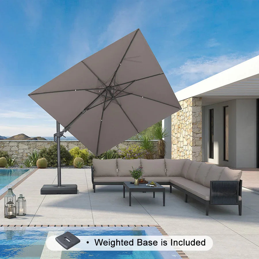PURPLE LEAF UV Resistant Patio Umbrella with Base, Left-Right Tilt & 360° Swivel