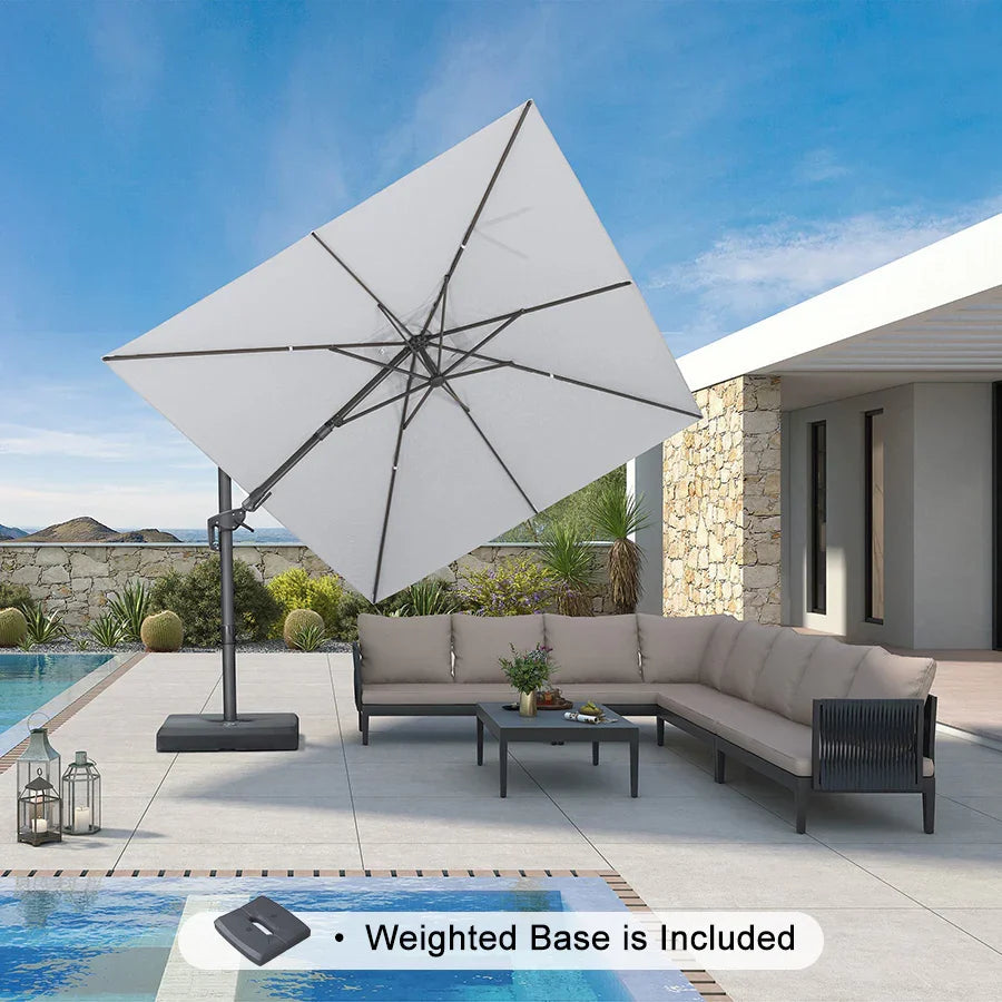 PURPLE LEAF UV Resistant Patio Umbrella with Base, Left-Right Tilt & 360° Swivel