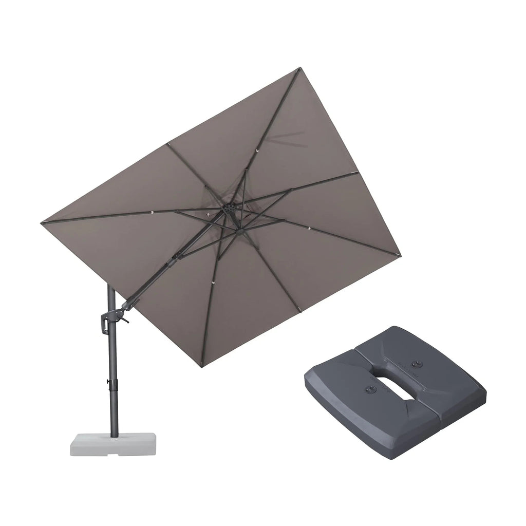 PURPLE LEAF UV Resistant Patio Umbrella with Base, Left-Right Tilt & 360° Swivel