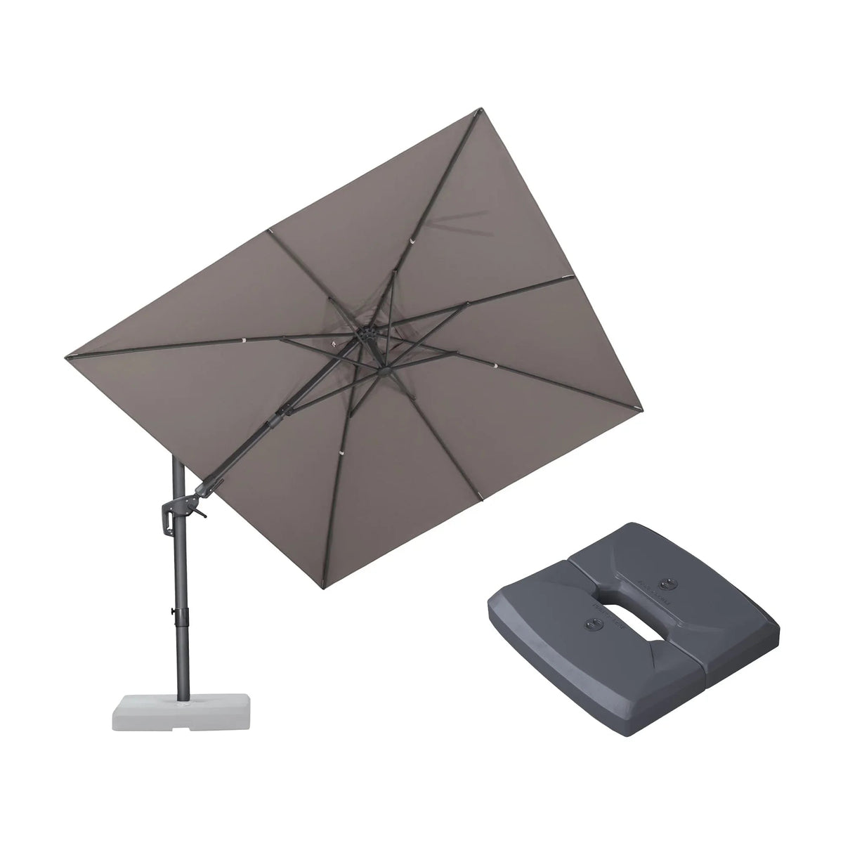 PURPLE LEAF UV Resistant Patio Umbrella with Base, Left-Right Tilt & 360° Swivel