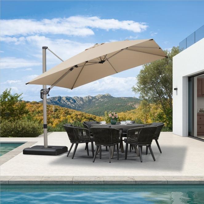 PURPLE LEAF Hailar Deluxe Aluminum Patio Umbrella with Base, Square and Rectangular Umbrella