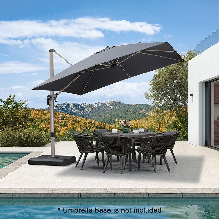 PURPLE LEAF Hailar Deluxe Aluminum Patio Umbrella with Base, Square and Rectangular Umbrella