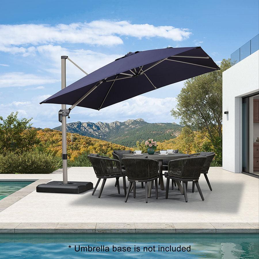 PURPLE LEAF Hailar Deluxe Aluminum Patio Umbrella with Base, Square and Rectangular Umbrella