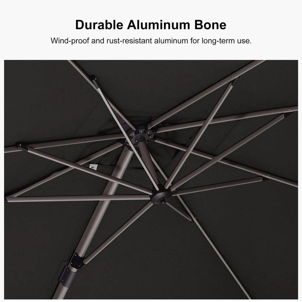 PURPLE LEAF Hailar Deluxe Aluminum Patio Umbrella with Base, Square and Rectangular Umbrella