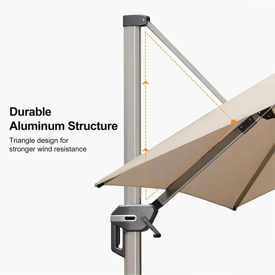 PURPLE LEAF Hailar Deluxe Aluminum Patio Umbrella with Base, Square and Rectangular Umbrella