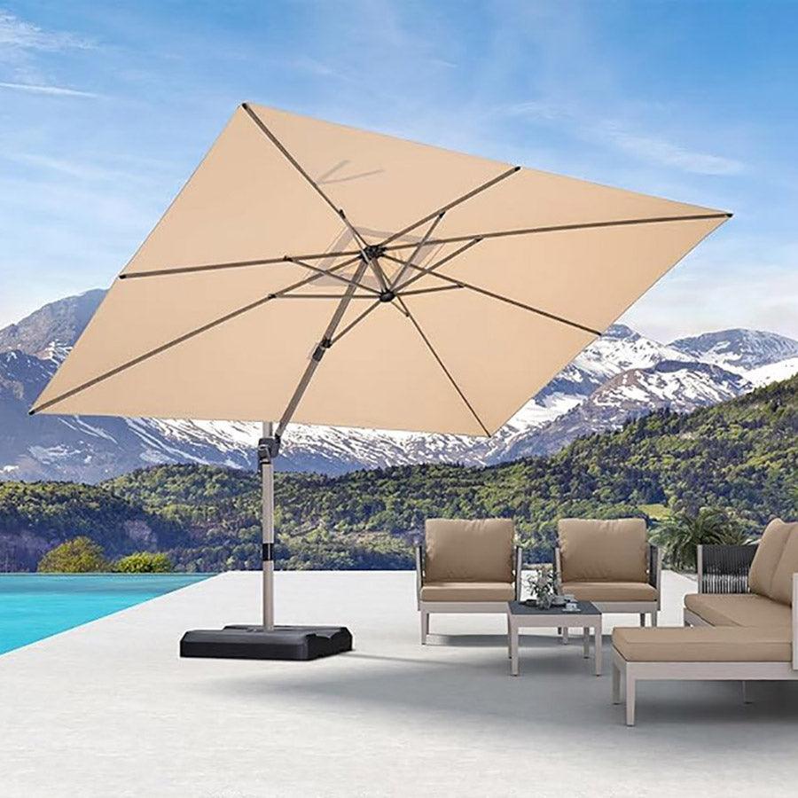 PURPLE LEAF Hailar Deluxe Aluminum Patio Umbrella with Base, Square and Rectangular Umbrella