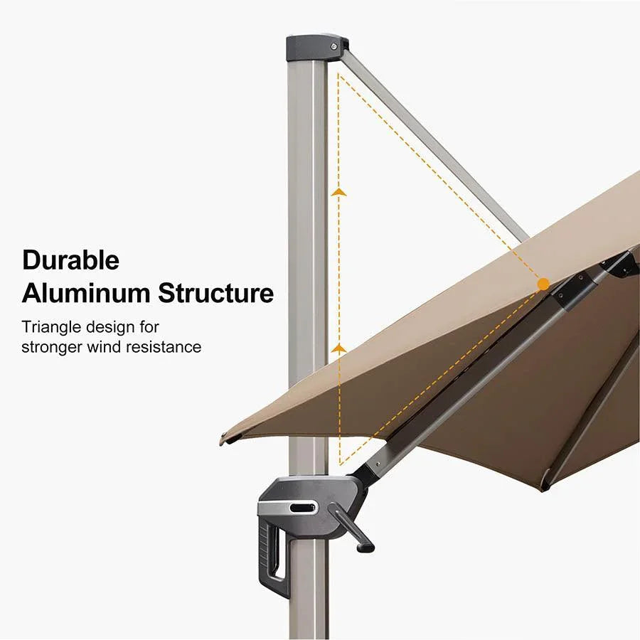 PURPLE LEAF Hailar Deluxe Aluminum Patio Umbrella with Base, Square and Rectangular Umbrella