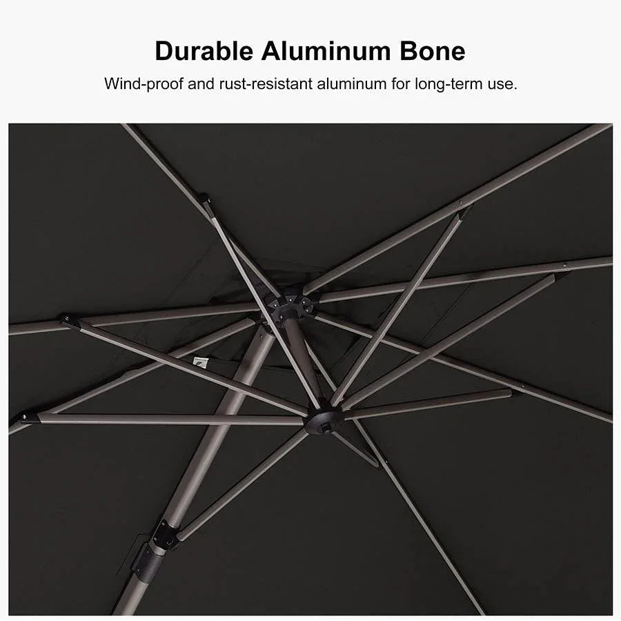 PURPLE LEAF Hailar Deluxe Aluminum Patio Umbrella with Base, Square and Rectangular Umbrella