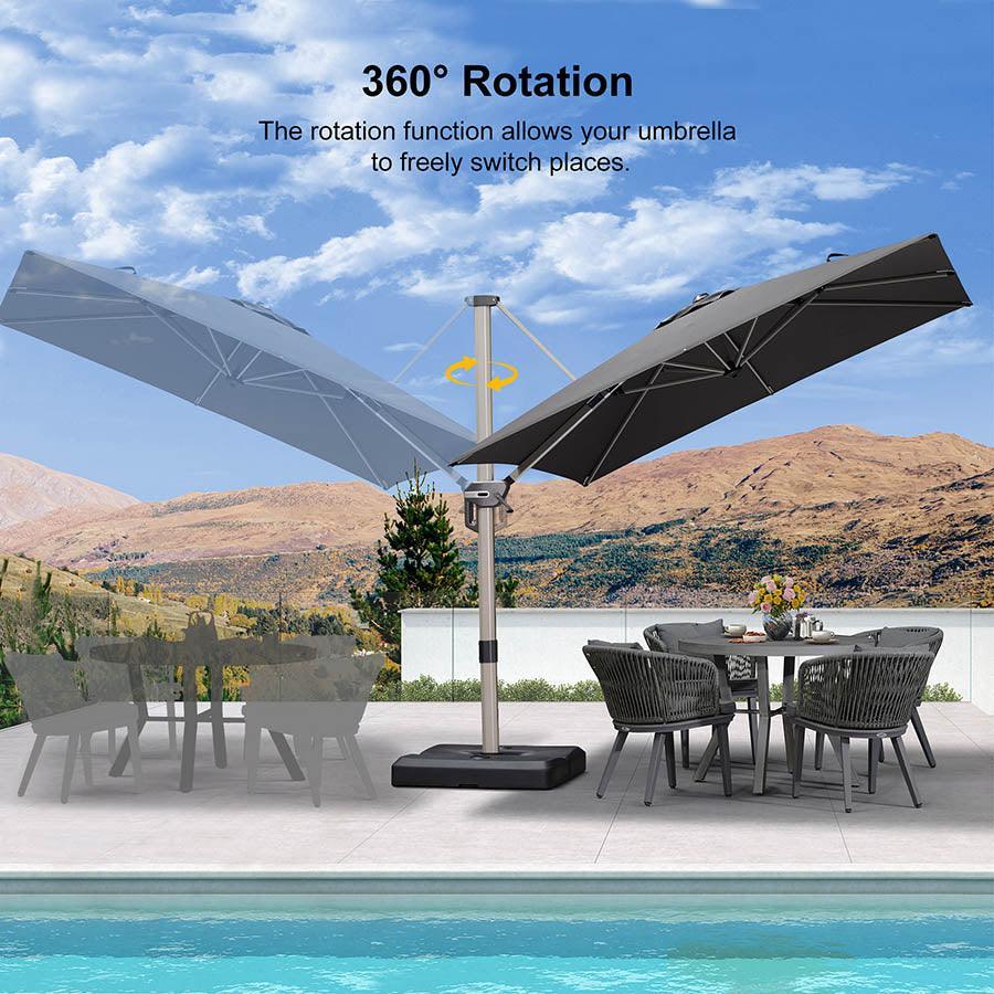 PURPLE LEAF Hailar Deluxe Aluminum Patio Umbrella with Base, Square and Rectangular Umbrella
