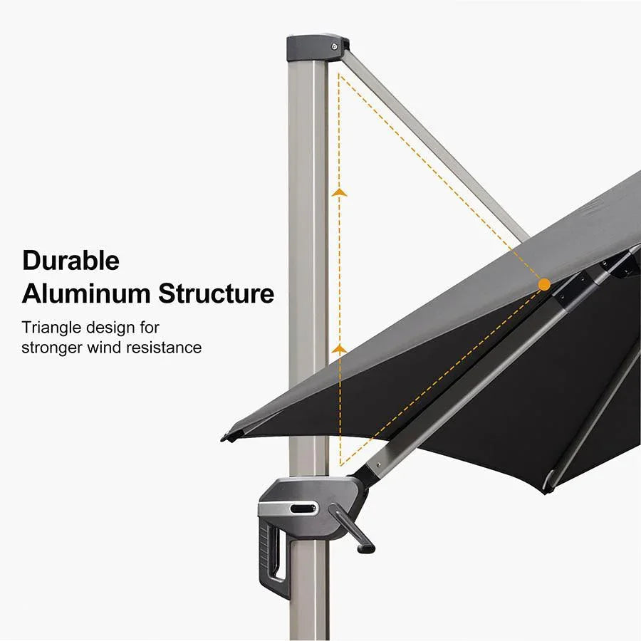 PURPLE LEAF Hailar Deluxe Aluminum Patio Umbrella with Base, Square and Rectangular Umbrella