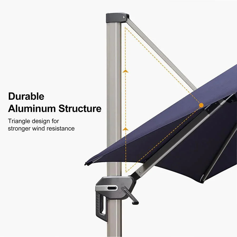 PURPLE LEAF Hailar Deluxe Aluminum Patio Umbrella with Base, Square and Rectangular Umbrella