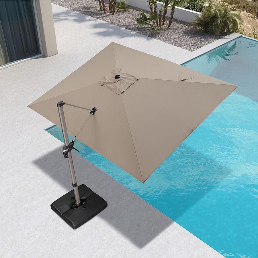 PURPLE LEAF Hailar Deluxe Aluminum Patio Umbrella with Base, Square and Rectangular Umbrella