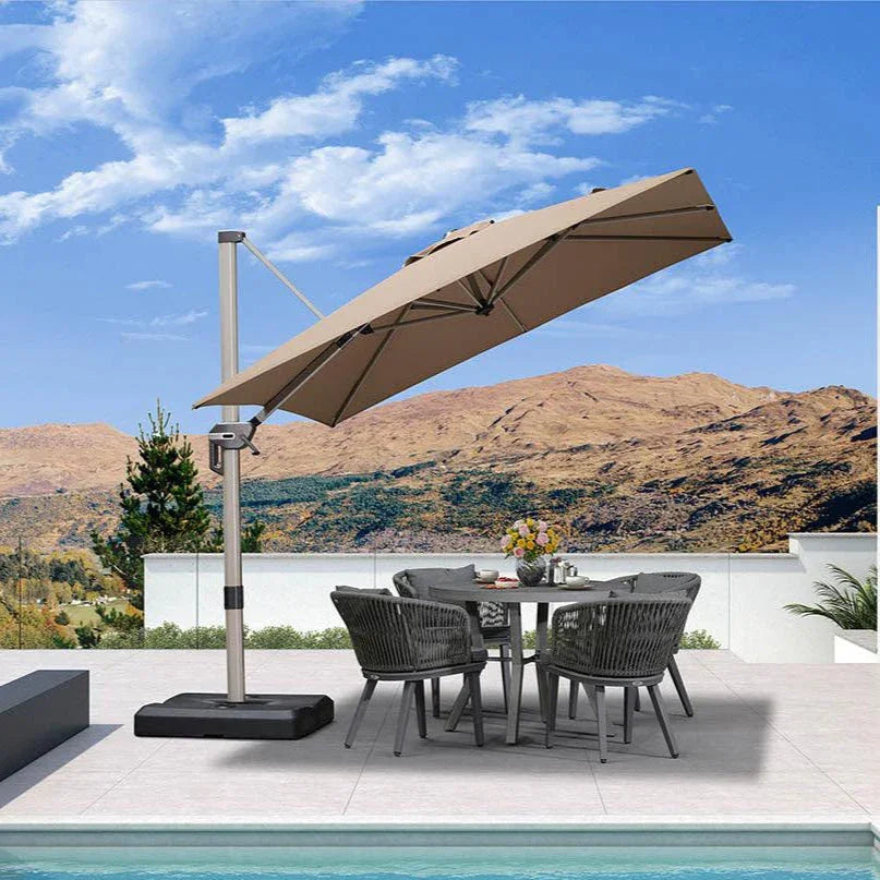 PURPLE LEAF Hailar Deluxe Aluminum Patio Umbrella with Base, Square and Rectangular Umbrella
