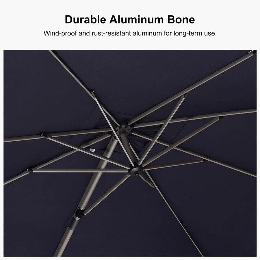 PURPLE LEAF Hailar Deluxe Aluminum Patio Umbrella with Base, Square and Rectangular Umbrella