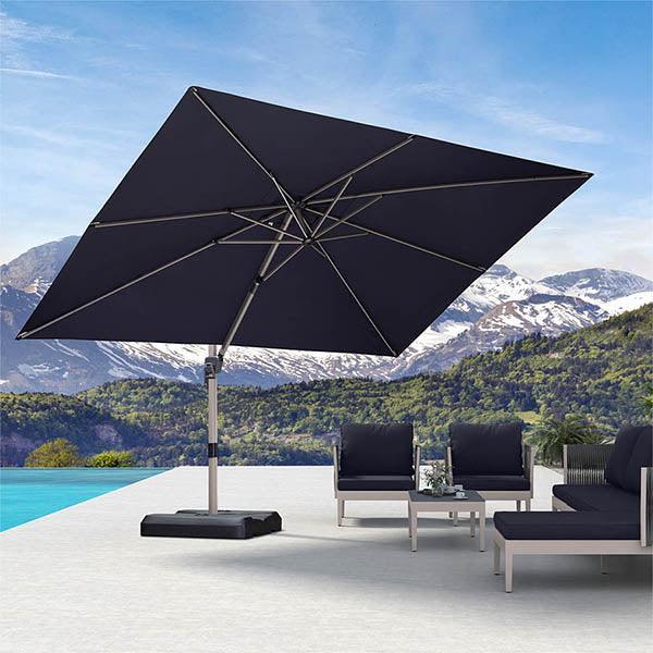 PURPLE LEAF Hailar Deluxe Aluminum Patio Umbrella with Base, Square and Rectangular Umbrella