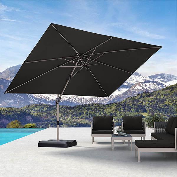 PURPLE LEAF Hailar Deluxe Aluminum Patio Umbrella with Base, Square and Rectangular Umbrella