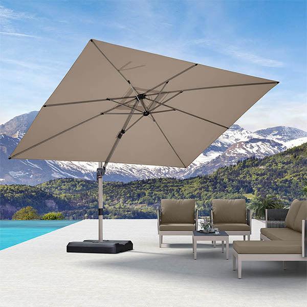 PURPLE LEAF Hailar Deluxe Aluminum Patio Umbrella with Base, Square and Rectangular Umbrella