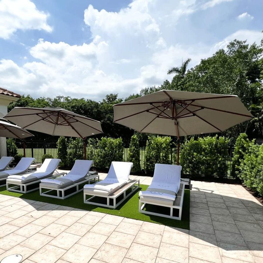 PURPLE LEAF Double Top 10 / 11 / 12 / 13 ft Round Aluminum Patio Umbrella in Wood Color