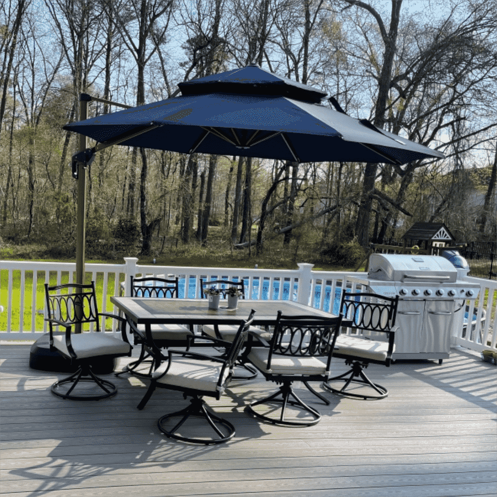PURPLE LEAF Double Top 10 / 11 / 12 / 13 ft Round Aluminum Patio Umbrella in Wood Color
