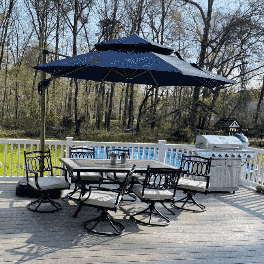 PURPLE LEAF Double Top 10 / 11 / 12 / 13 ft Round Aluminum Patio Umbrella in Wood Color