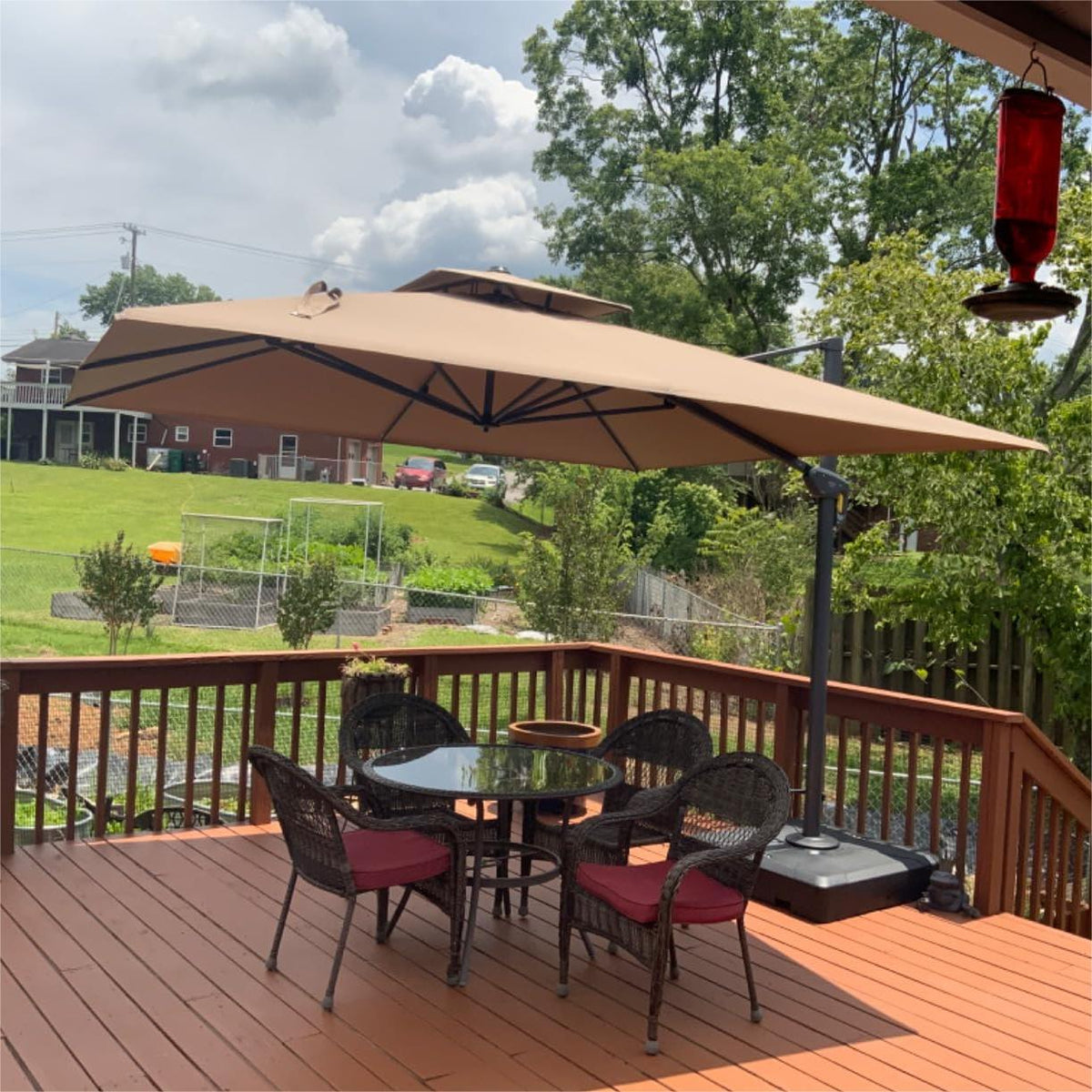 PURPLE LEAF Cantilever Patio Umbrella Gray Pole Outdoor Umbrella with UV Protection