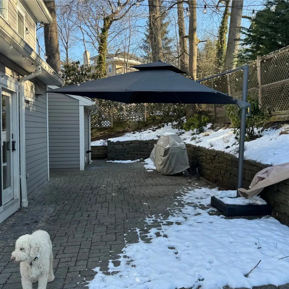 PURPLE LEAF Cantilever Patio Umbrella Gray Pole Outdoor Umbrella with UV Protection