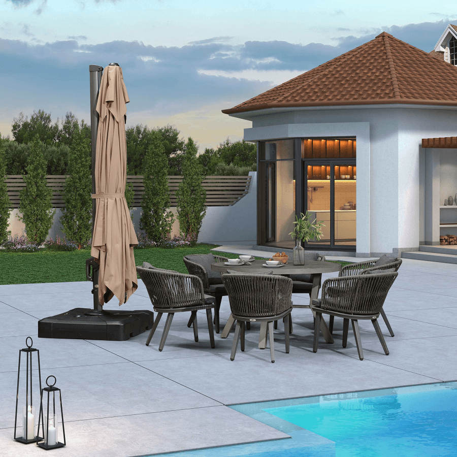 PURPLE LEAF Cantilever Patio Umbrella Gray Pole Outdoor Umbrella with UV Protection
