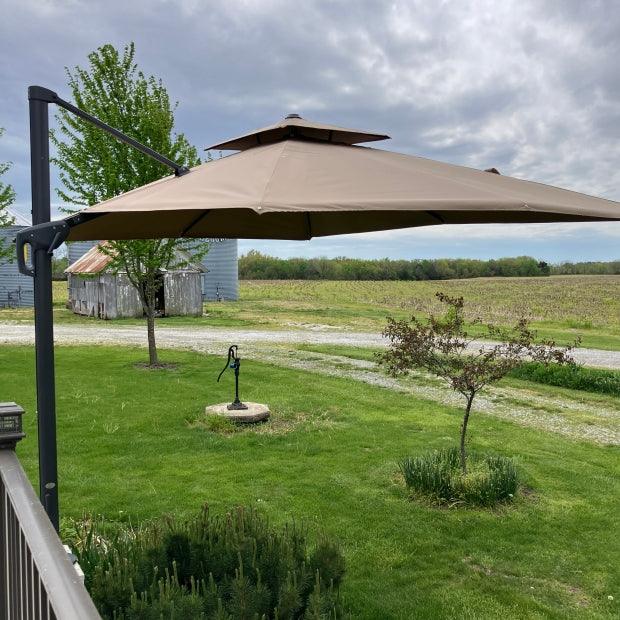 PURPLE LEAF Cantilever Patio Umbrella Gray Pole Outdoor Umbrella with UV Protection