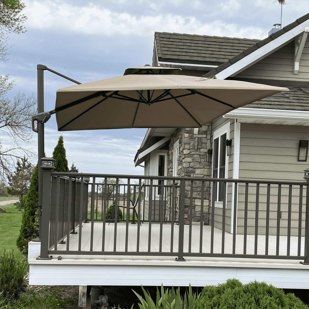 PURPLE LEAF Cantilever Patio Umbrella Gray Pole Outdoor Umbrella with UV Protection
