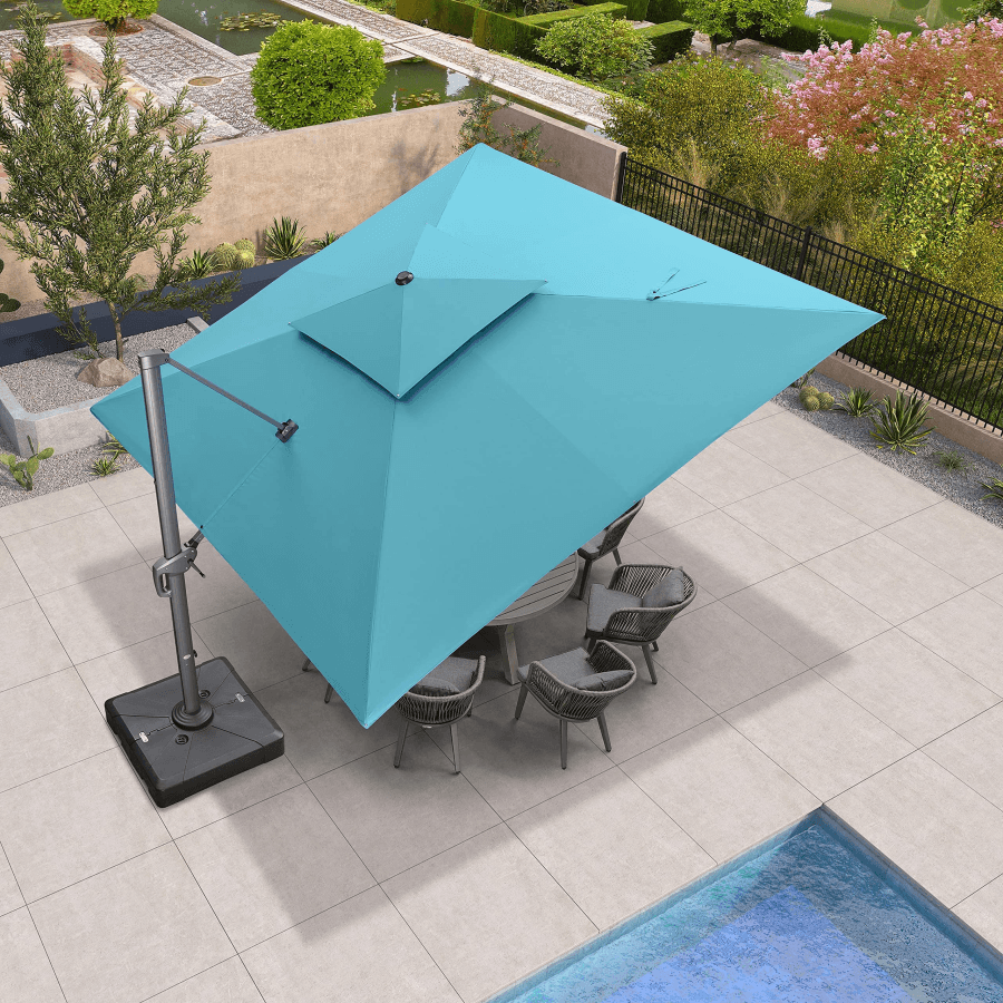 PURPLE LEAF Cantilever Patio Umbrella Gray Pole Outdoor Umbrella with UV Protection
