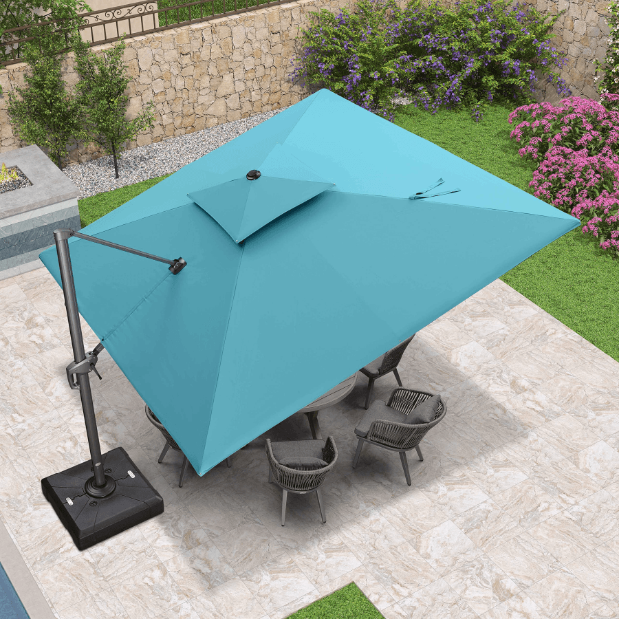 PURPLE LEAF Cantilever Patio Umbrella Gray Pole Outdoor Umbrella with UV Protection