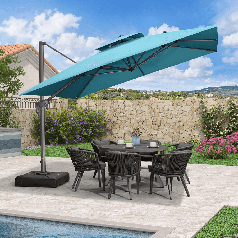 PURPLE LEAF Cantilever Patio Umbrella Gray Pole Outdoor Umbrella with UV Protection